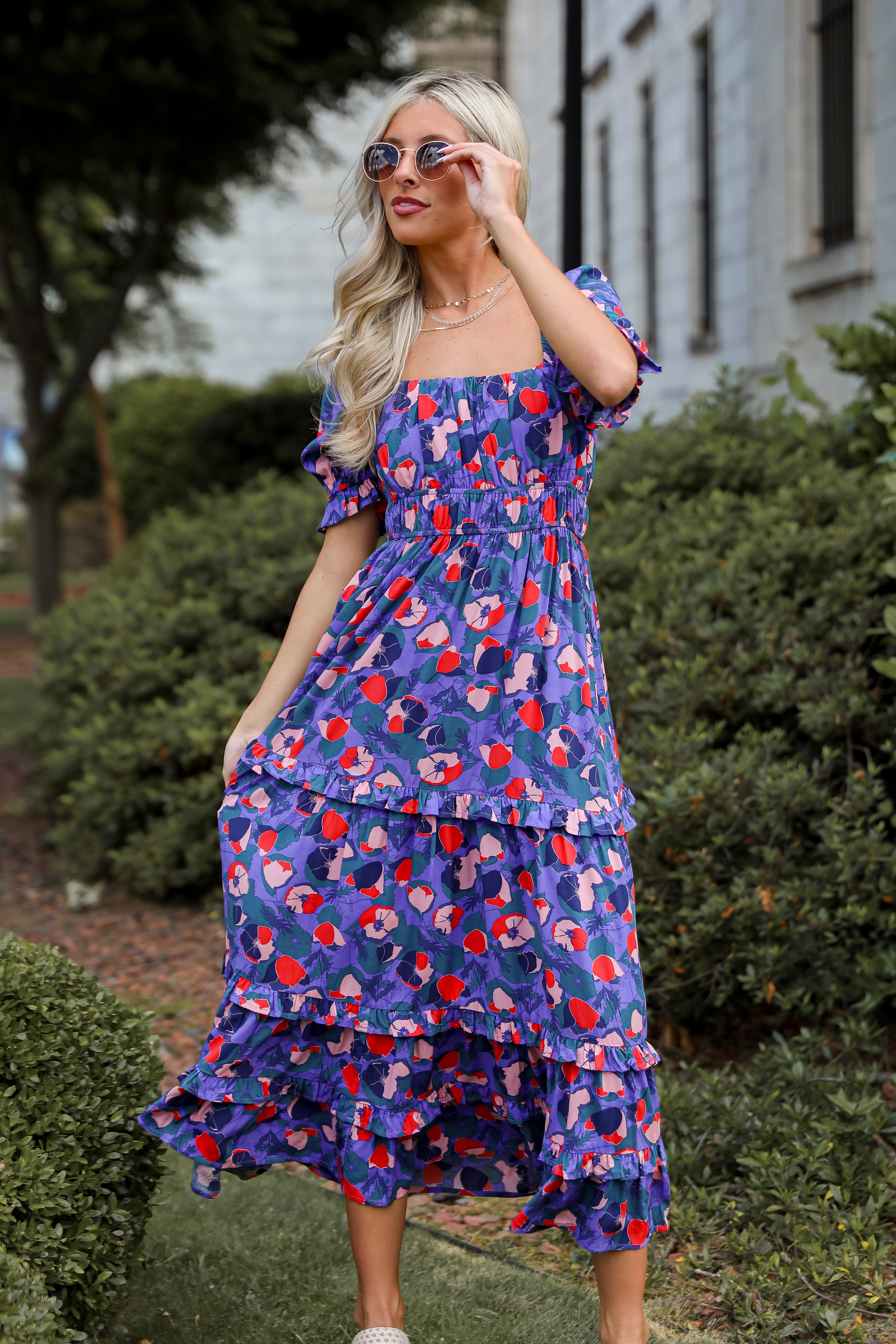 Cute Purple Floral Maxi Dress Wedding Guest Dresses DressUp Dress Up