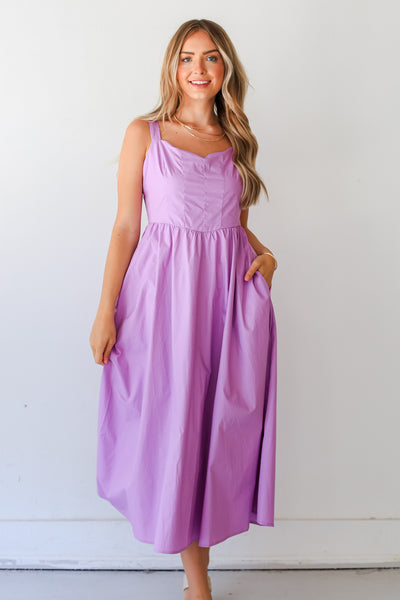 purple Maxi Dress on dress up model