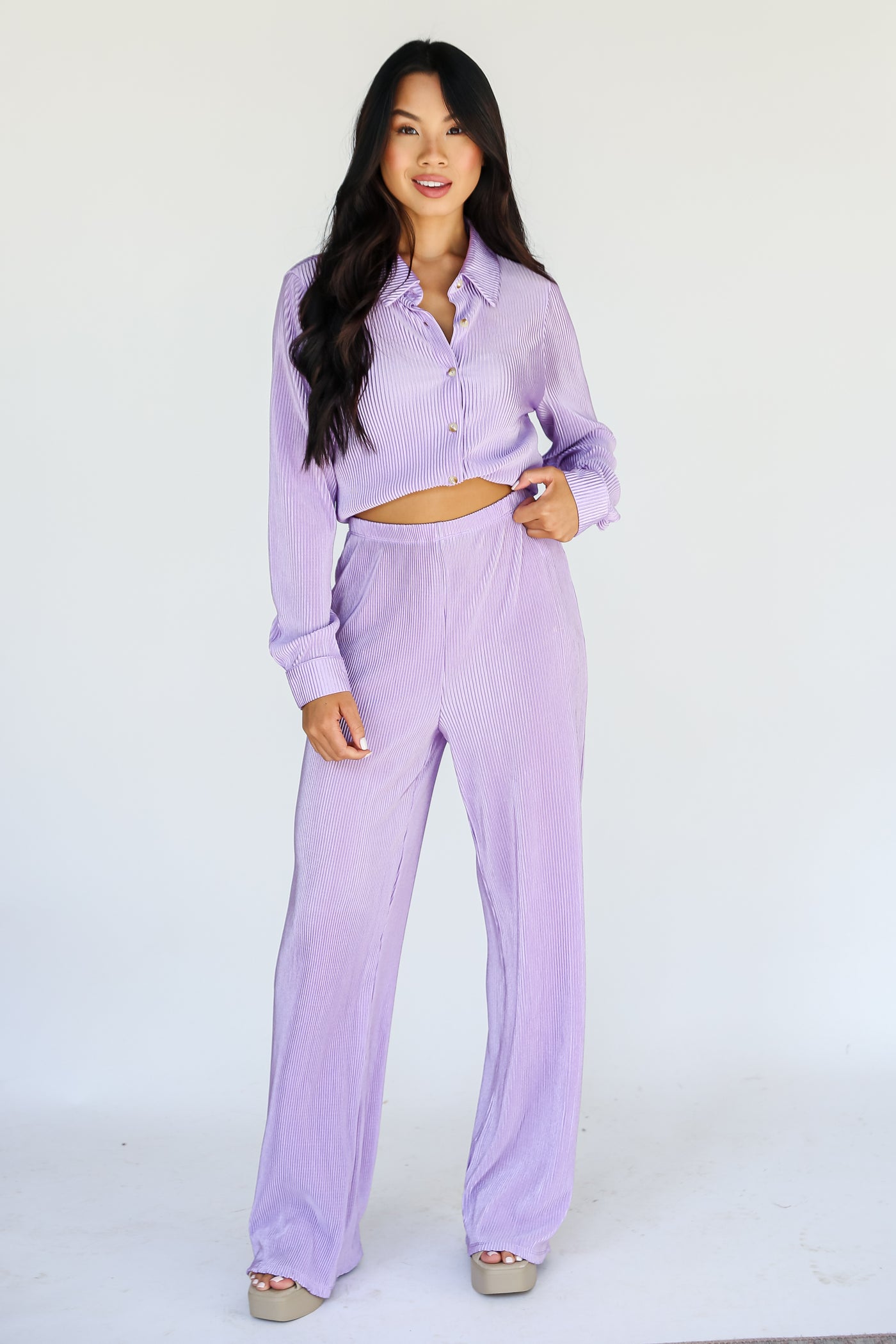 cute purple Satin Plisse Pants