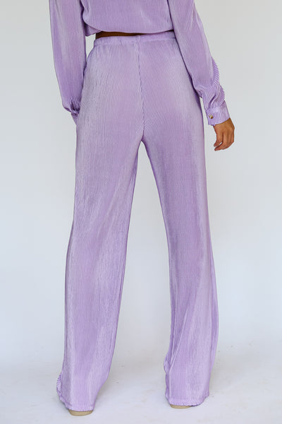 purple Satin Plisse Pants back view