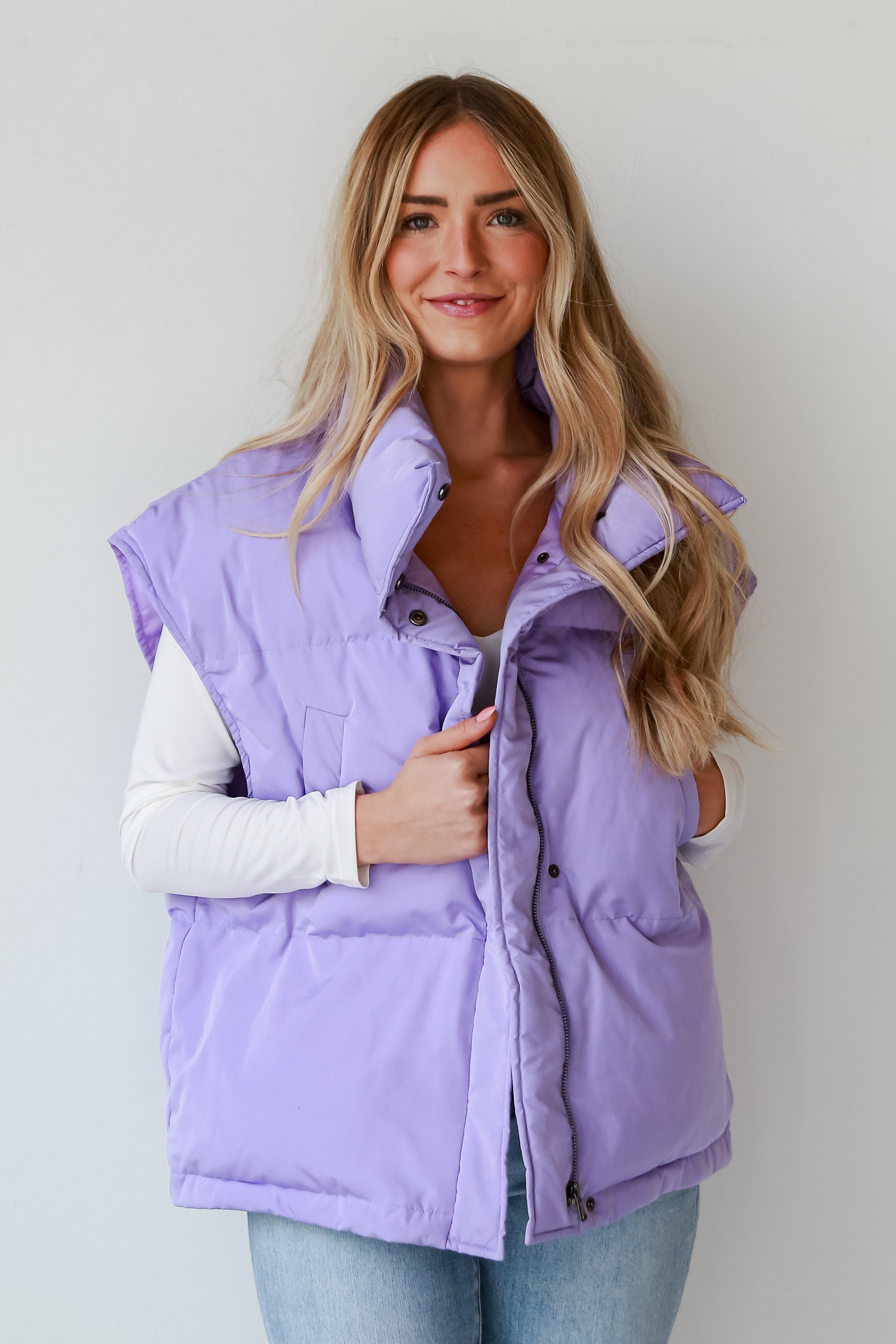 Cute Purple Puffer Vest Trendy Outerwear ShopDressUp Dress Up