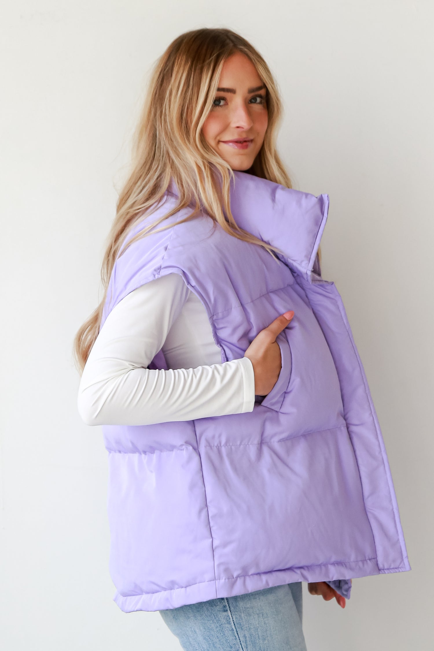 oversized Purple Puffer Vest