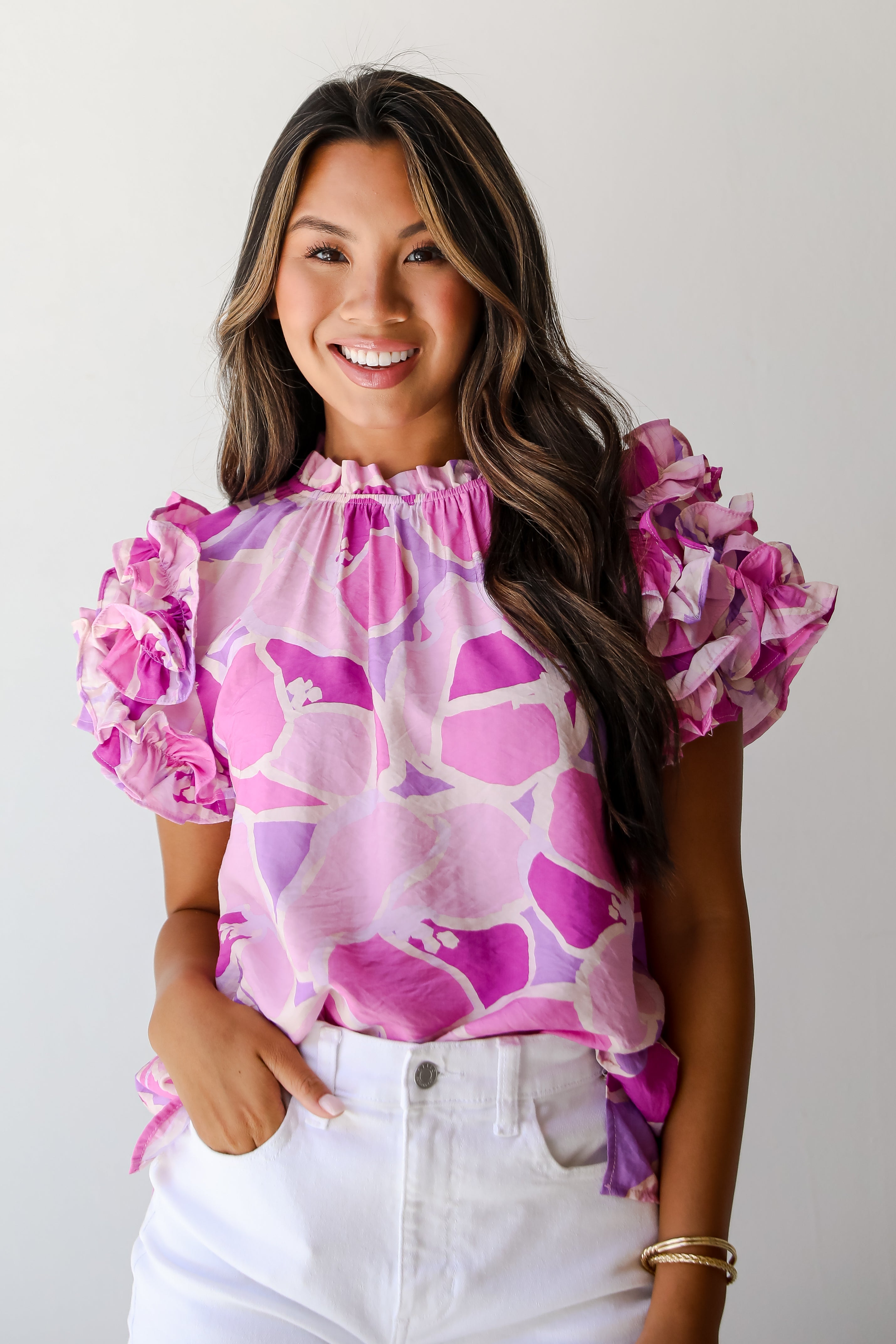 Majorly Adored Lavender Ruffle Blouse