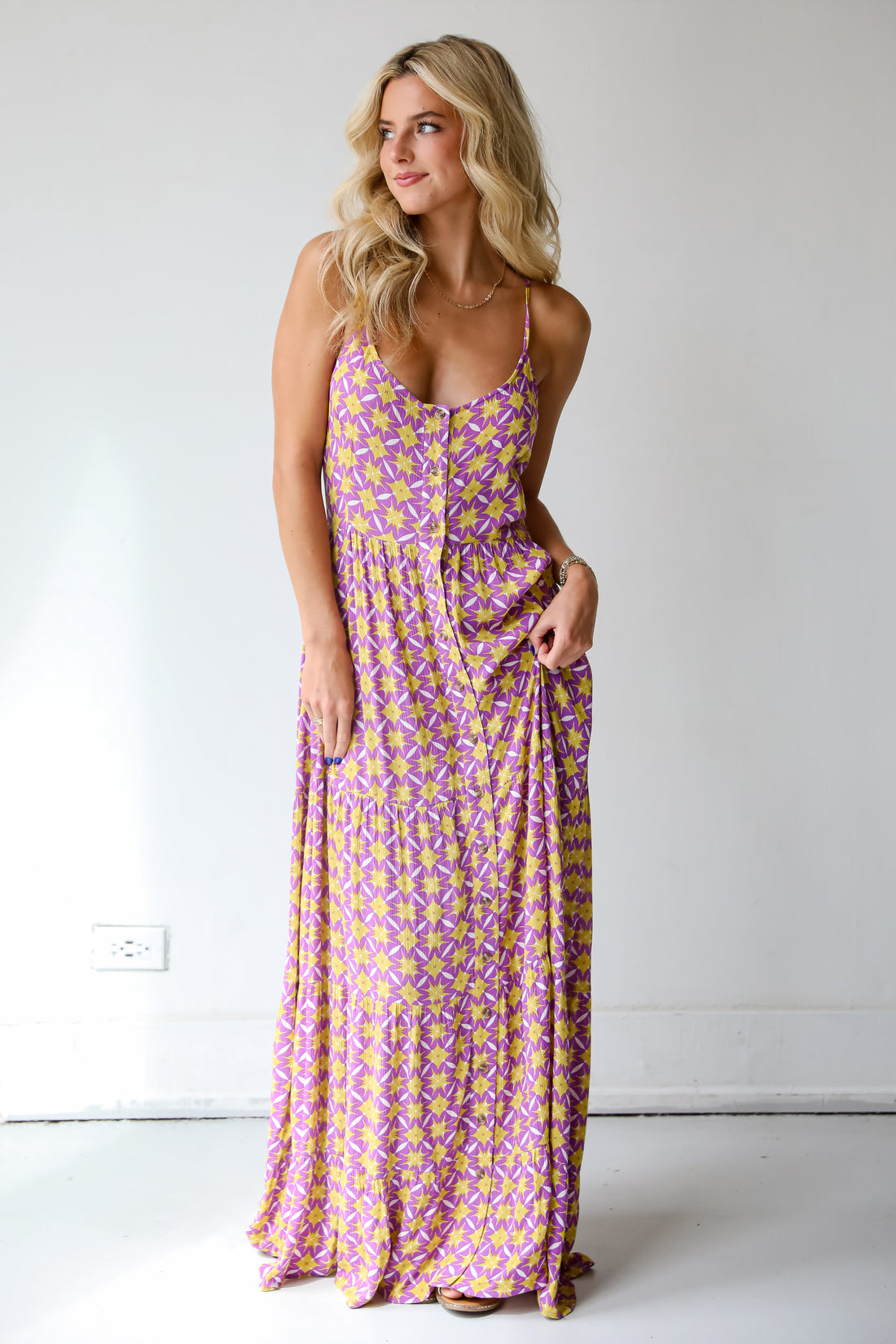 Easily Radiant Purple Tiered Maxi Dress