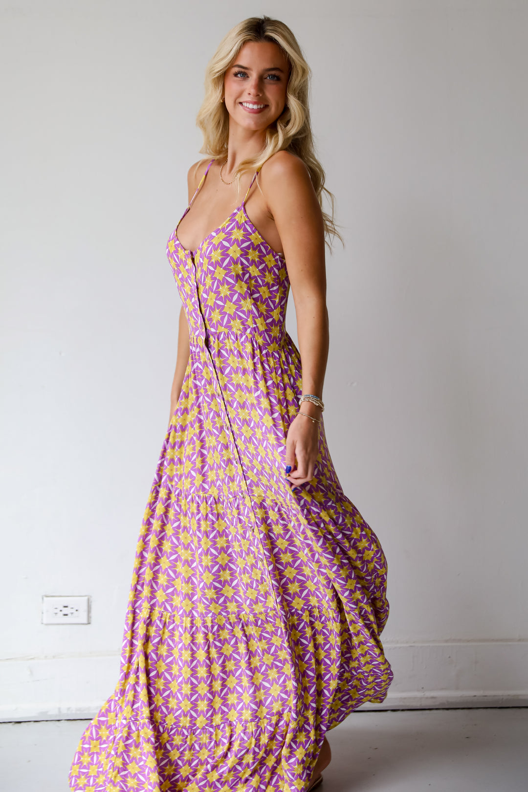 Easily Radiant Purple Tiered Maxi Dress