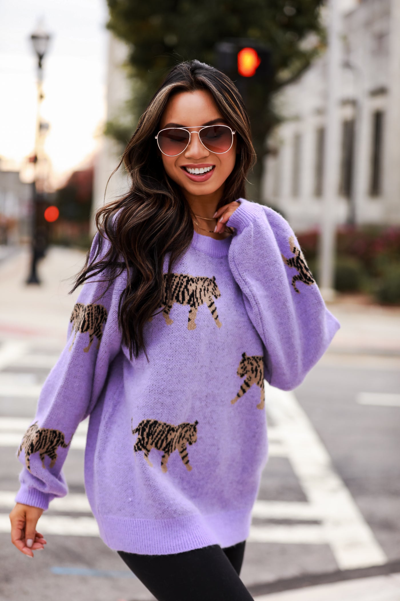 Lavender Tiger Oversized Sweater