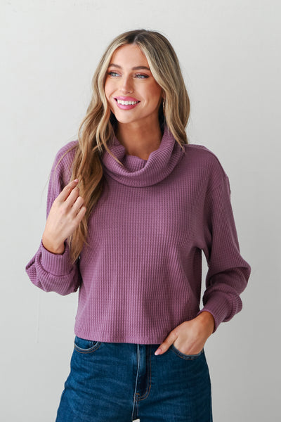 FINAL SALE - Remember This Moment Plum Waffle Knit Turtleneck Top