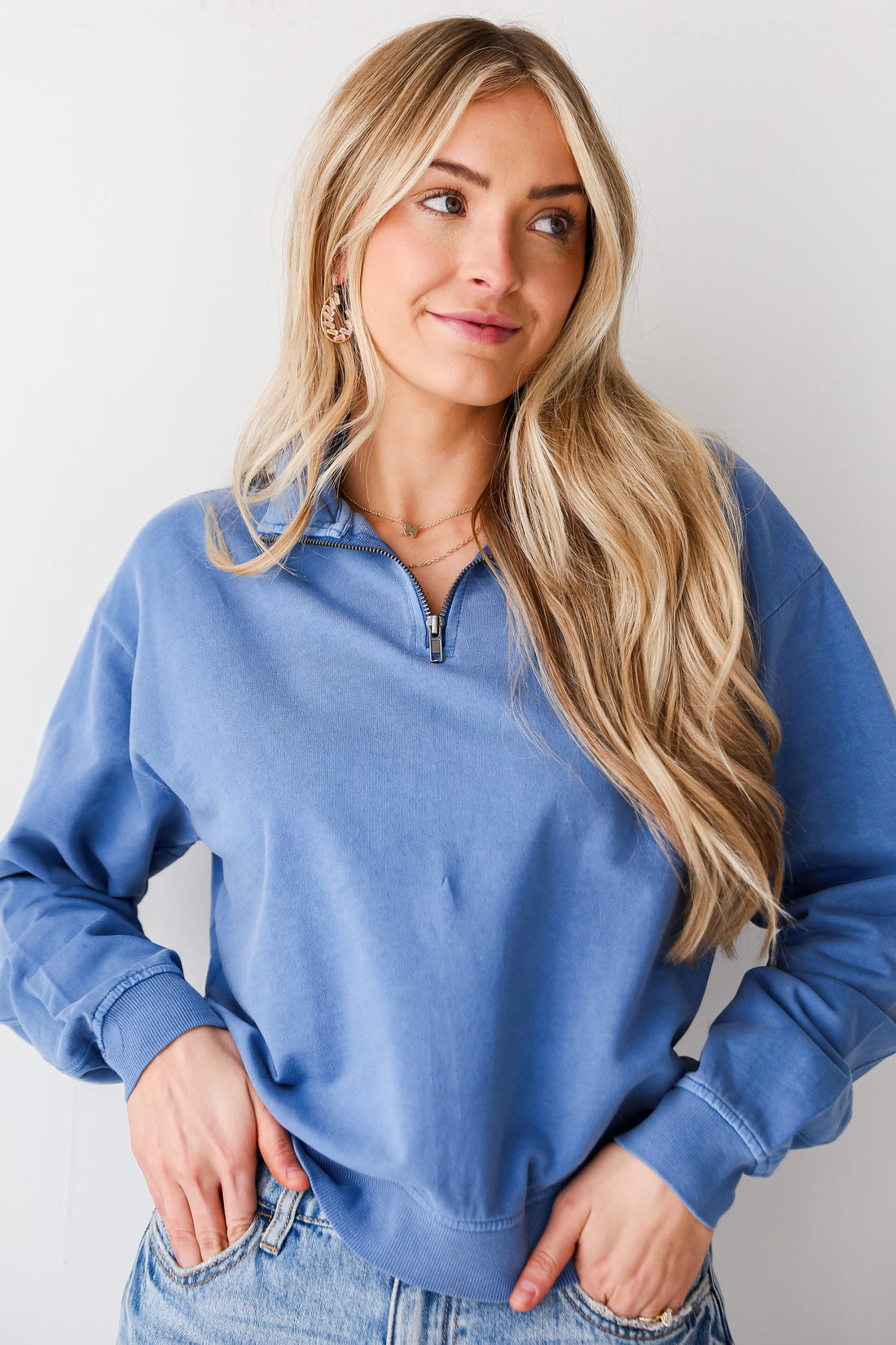 light blue Quarter-Zip Pullover