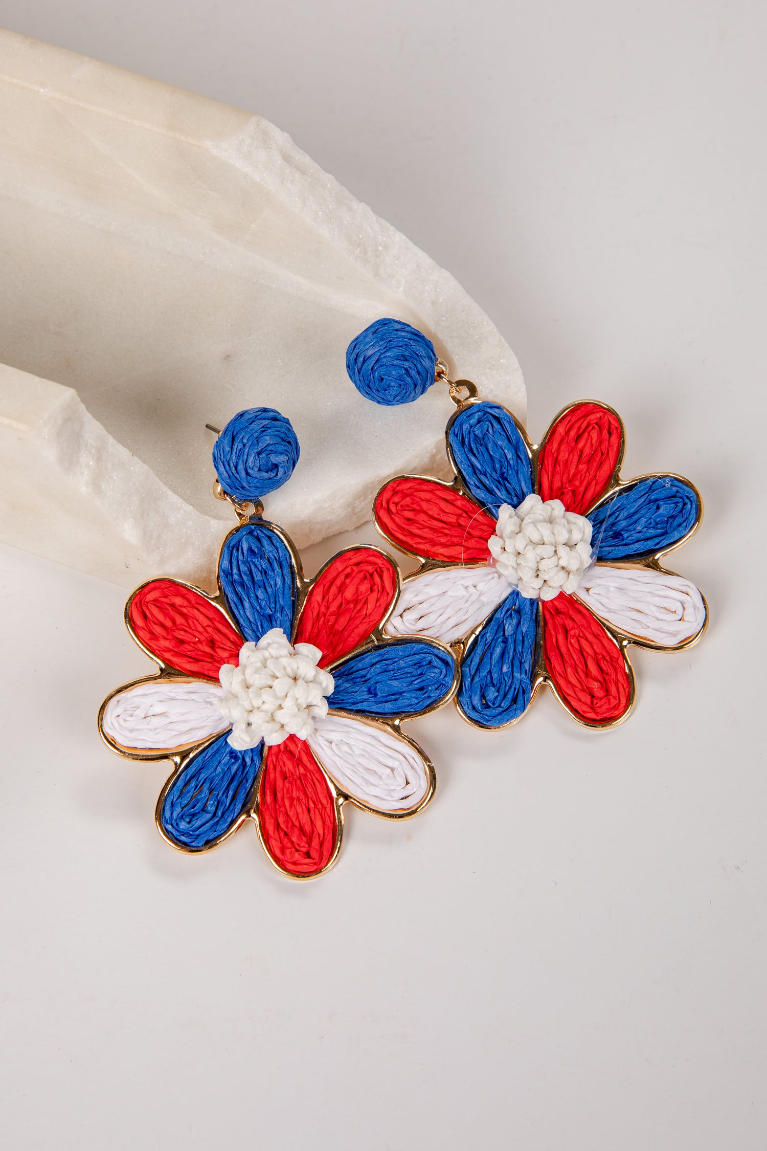 red dress blue earrings Cute Light Blue & Gold Earrings - All Earrings