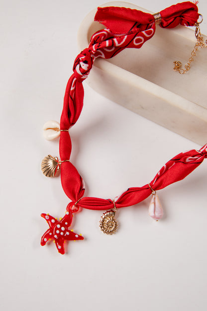 Ansley Bandana Costal Charm Red Necklace