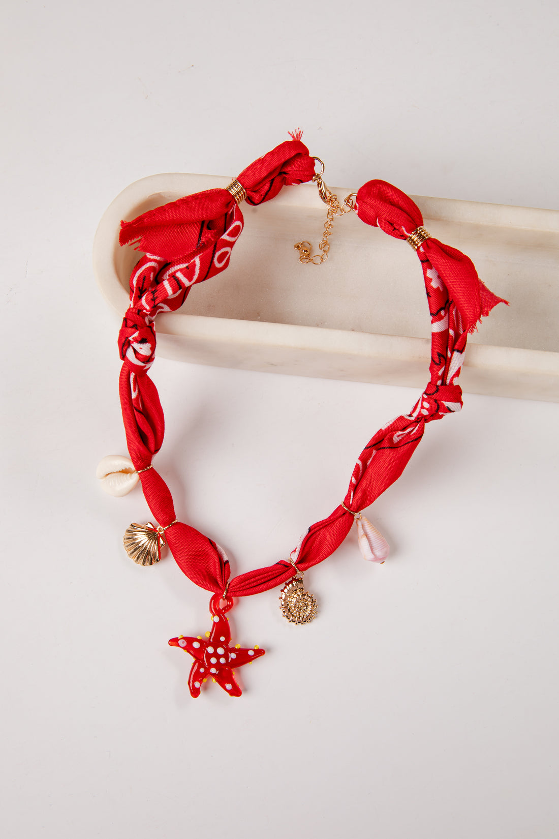 Ansley Bandana Costal Charm Red Necklace