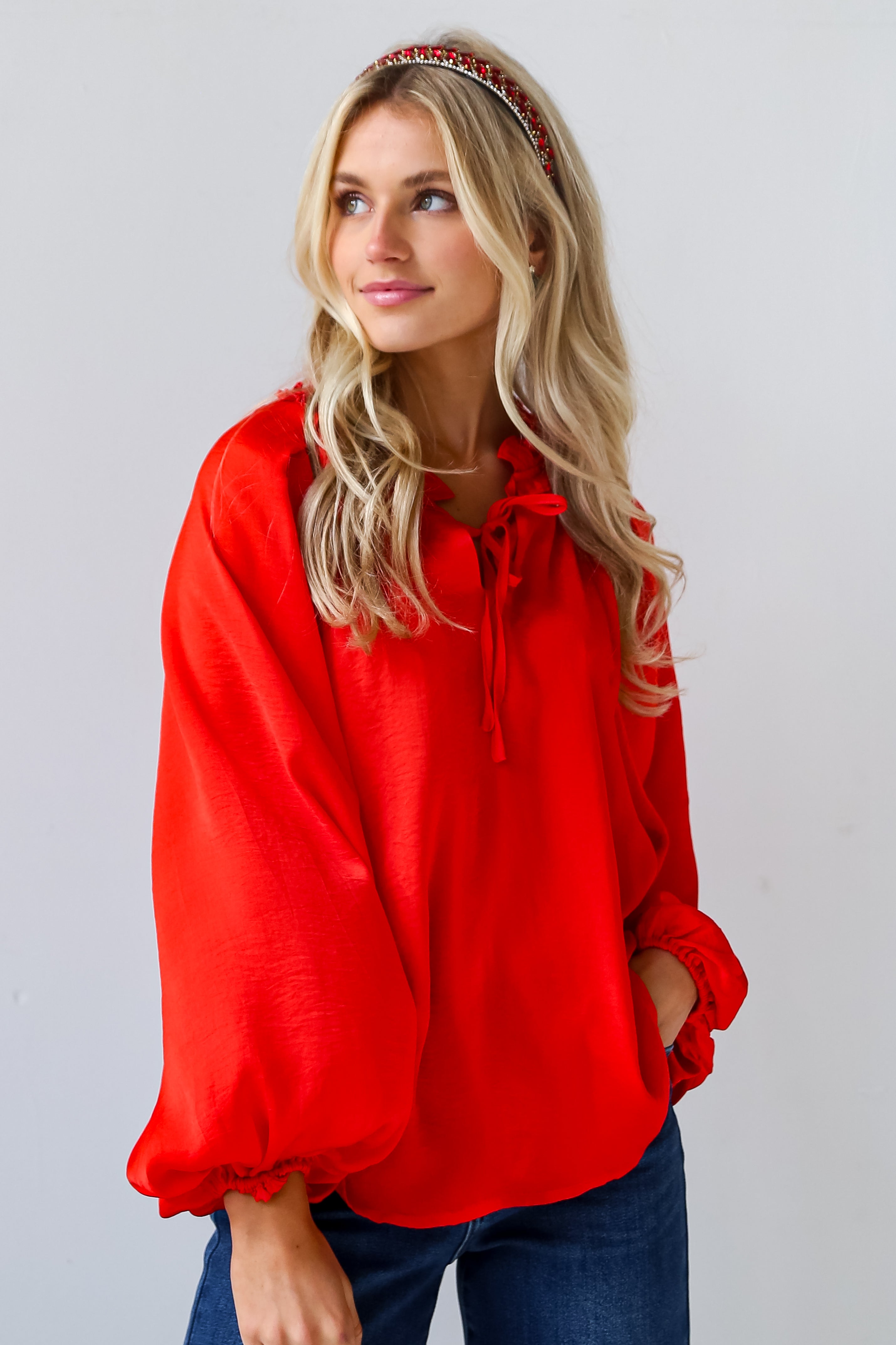 Cute red blouses on sale
