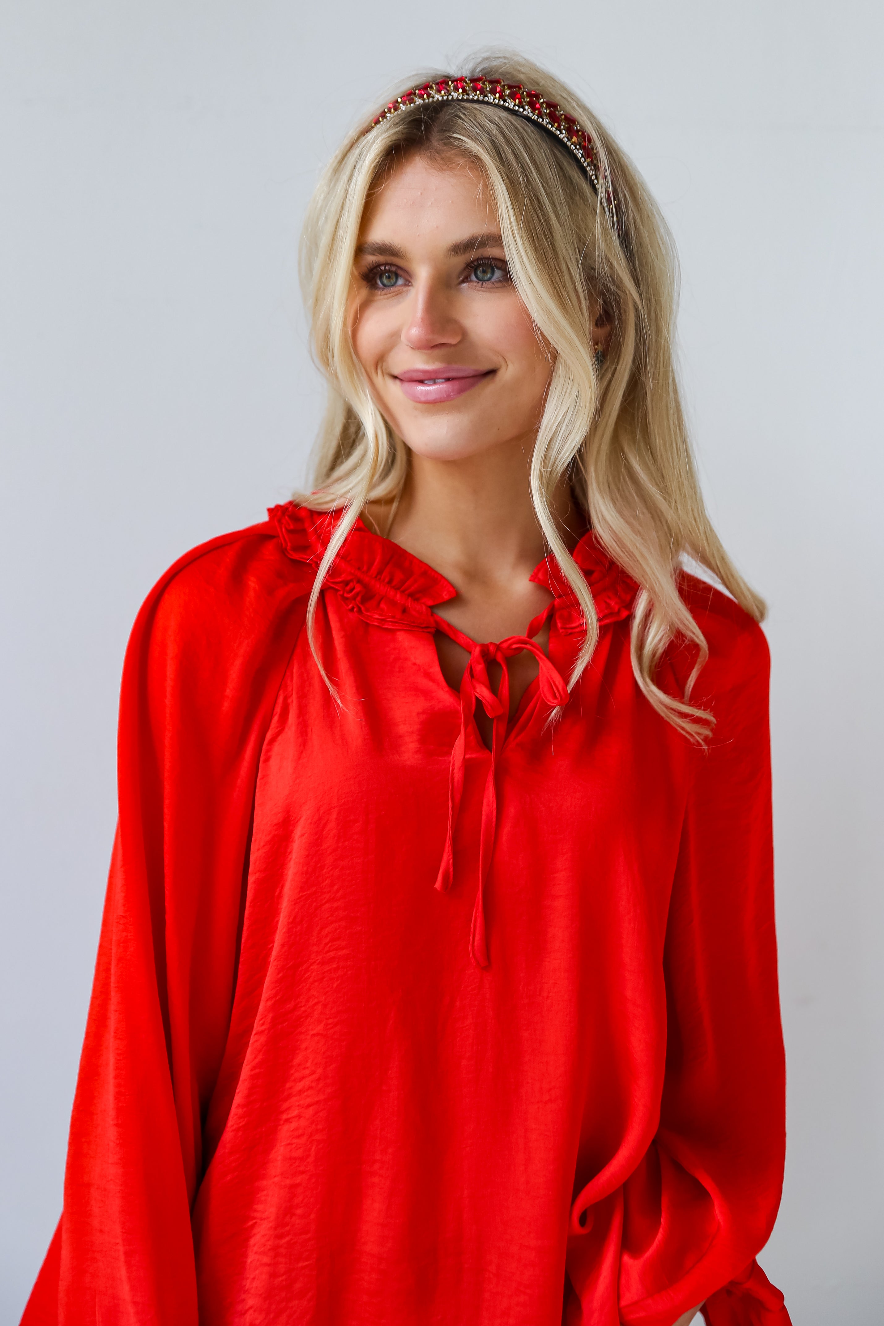 Cute red blouses deals