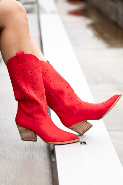 Cute Red Western Boots Women's Cowboy Boots Dress Up