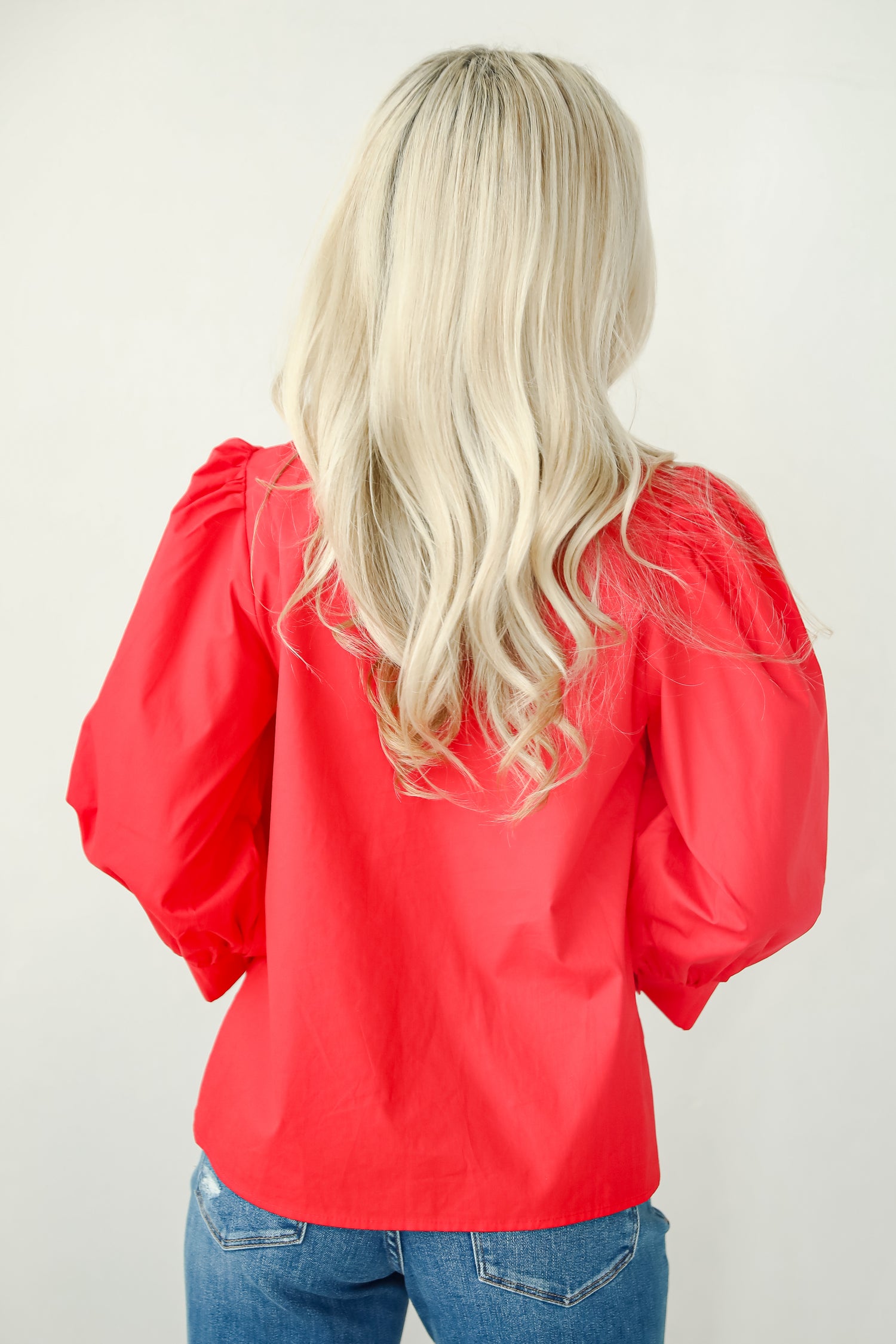 Perfectly Precious Red Bow Blouse