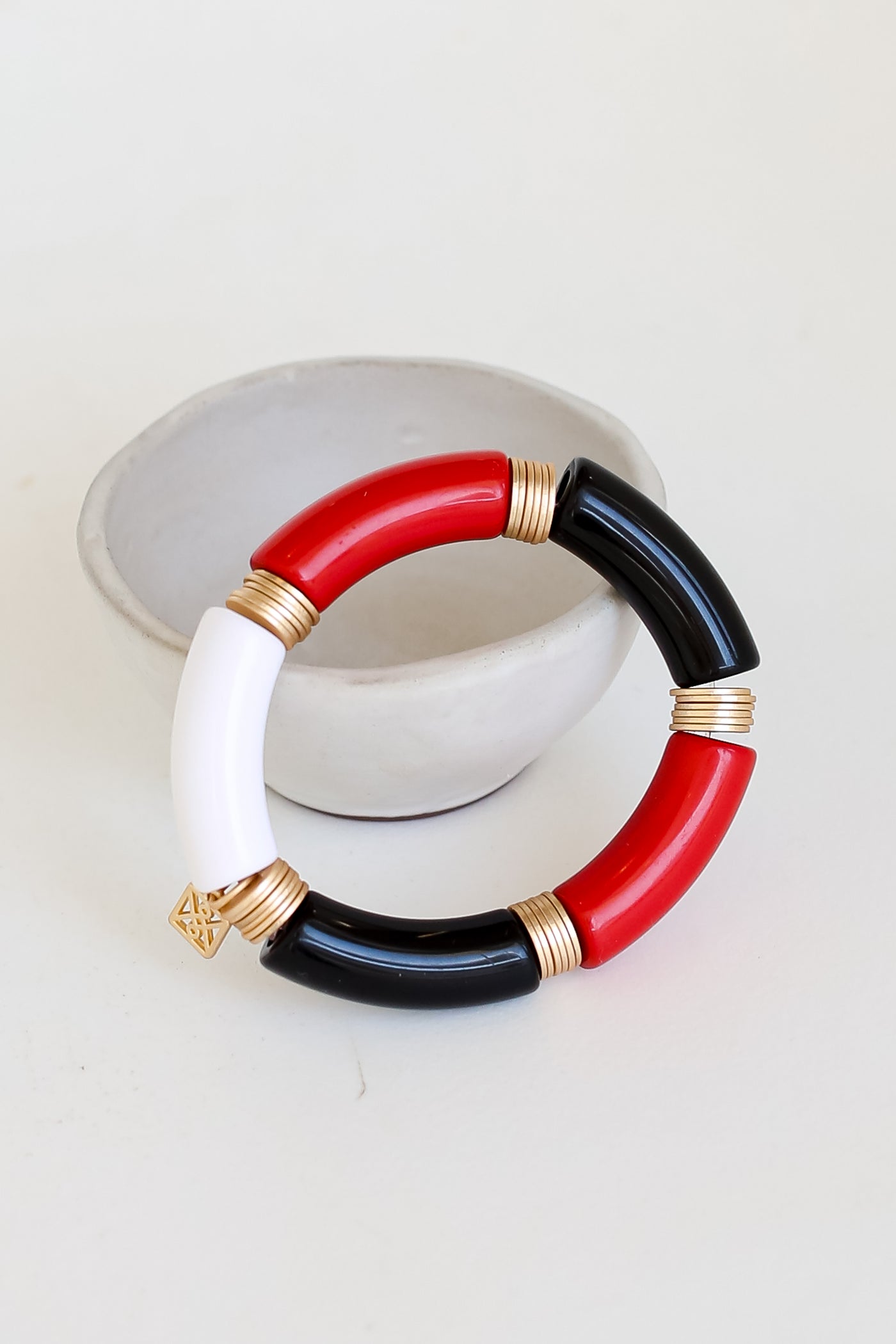 Red + Black Color Block Tube Bracelet