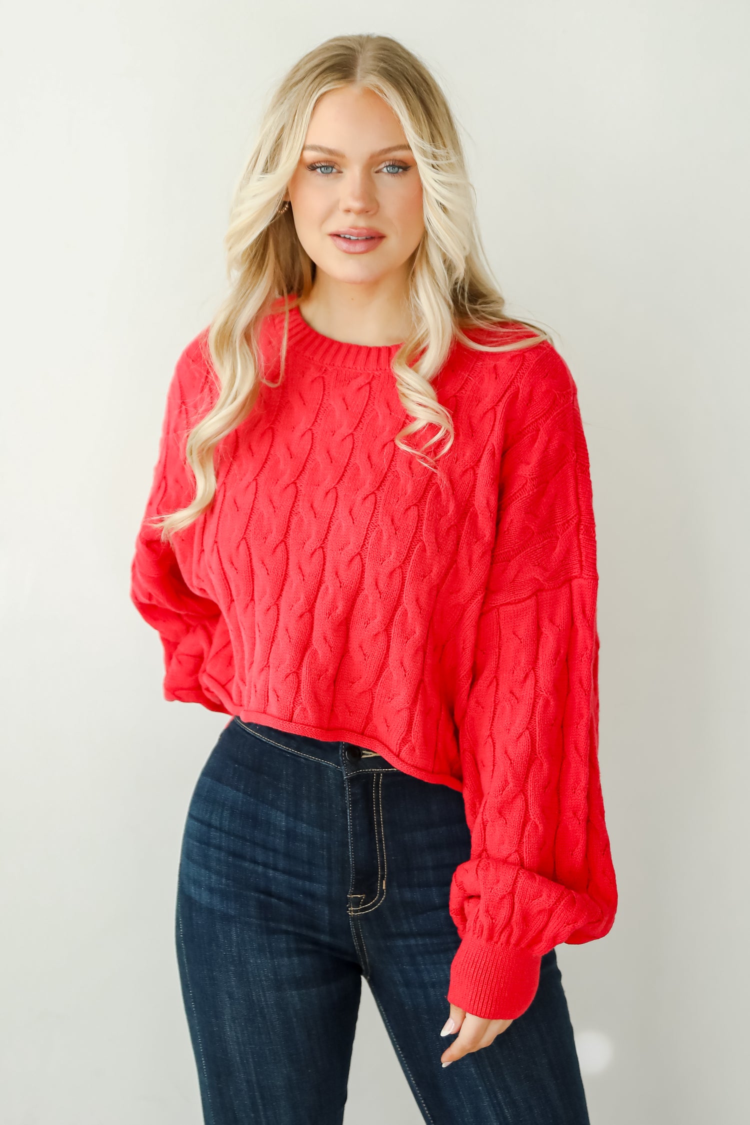 Love Me Forever Red Cable Knit Sweater