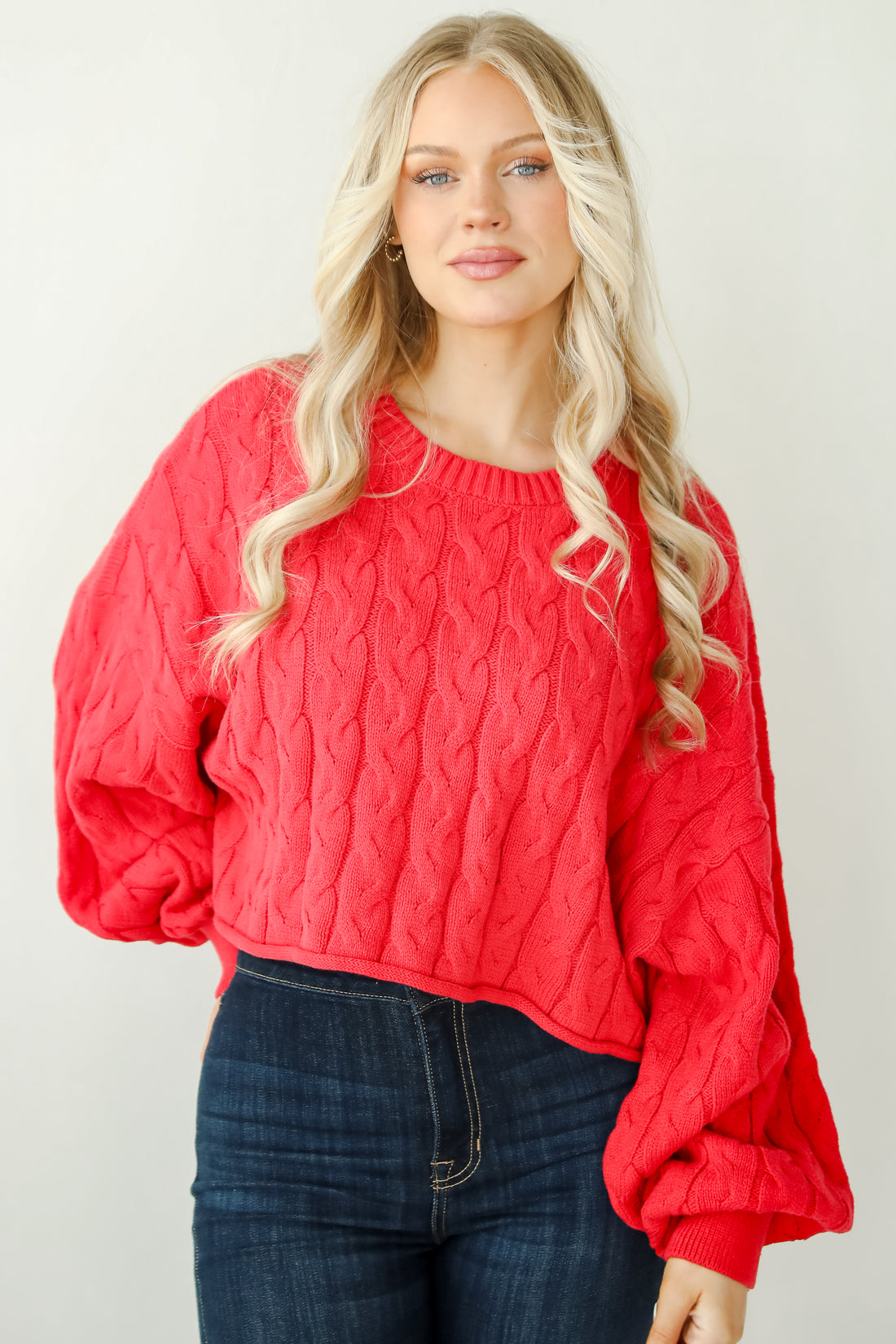 Love Me Forever Red Cable Knit Sweater