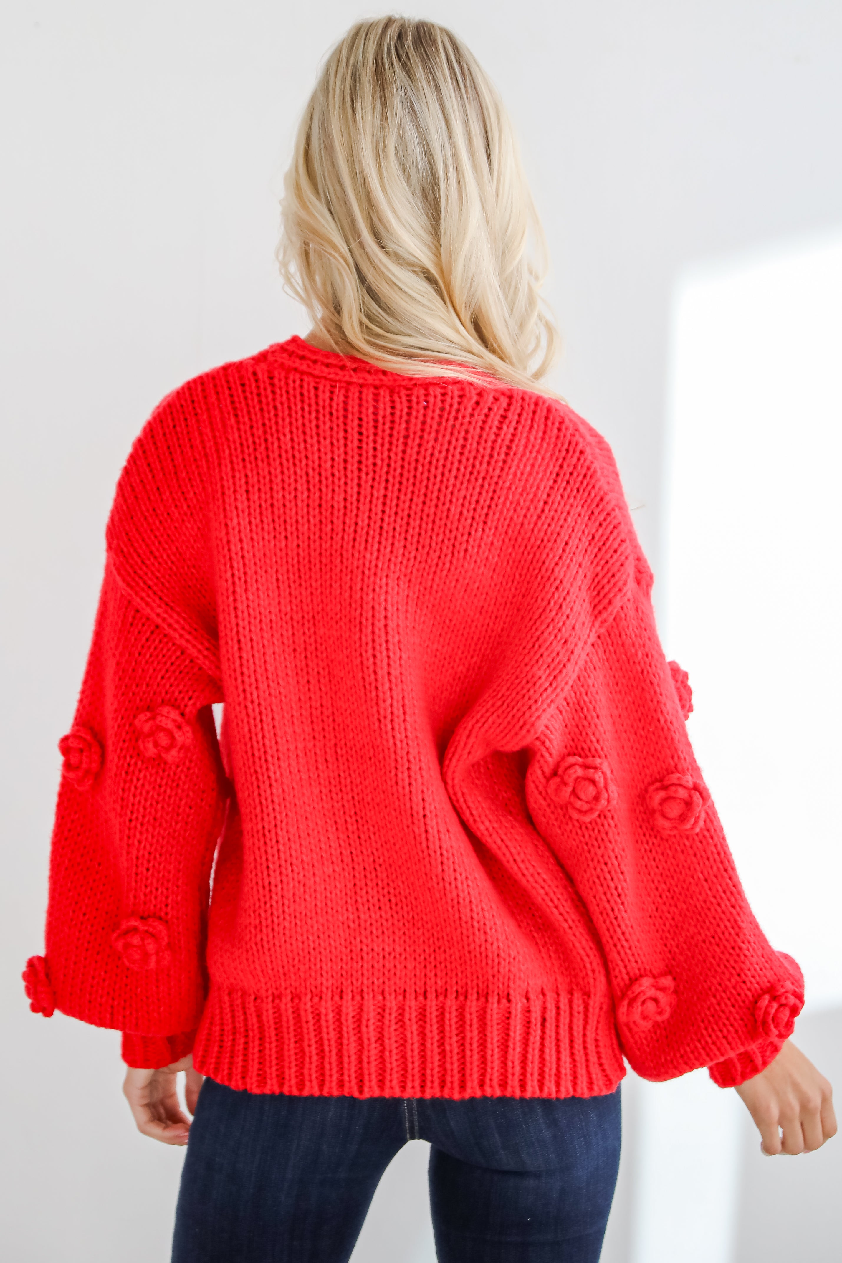 Most Adorable Vibes Red Sweater Cardigan