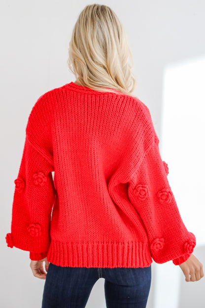 Most Adorable Vibes Red Sweater Cardigan