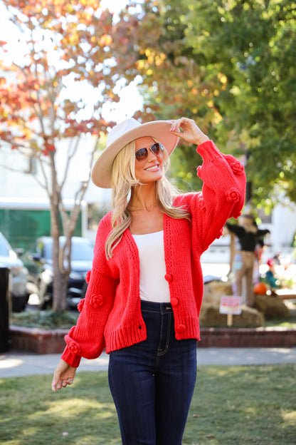 Most Adorable Vibes Red Sweater Cardigan