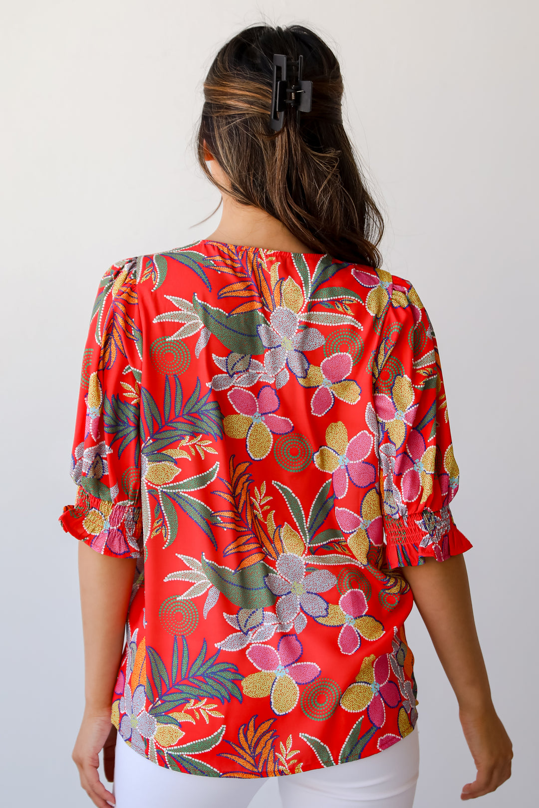 Red Floral Blouse for women