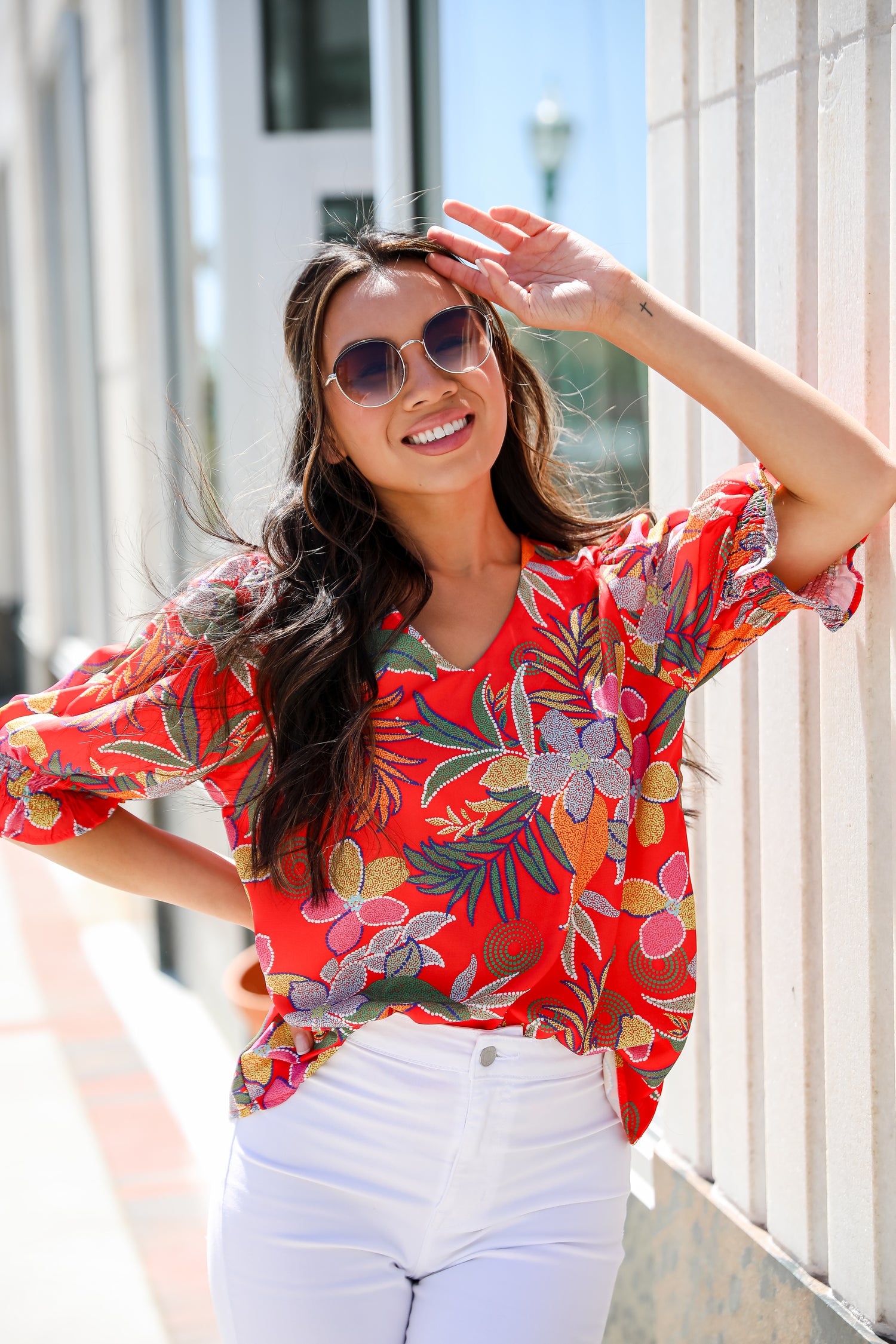 floral blouse