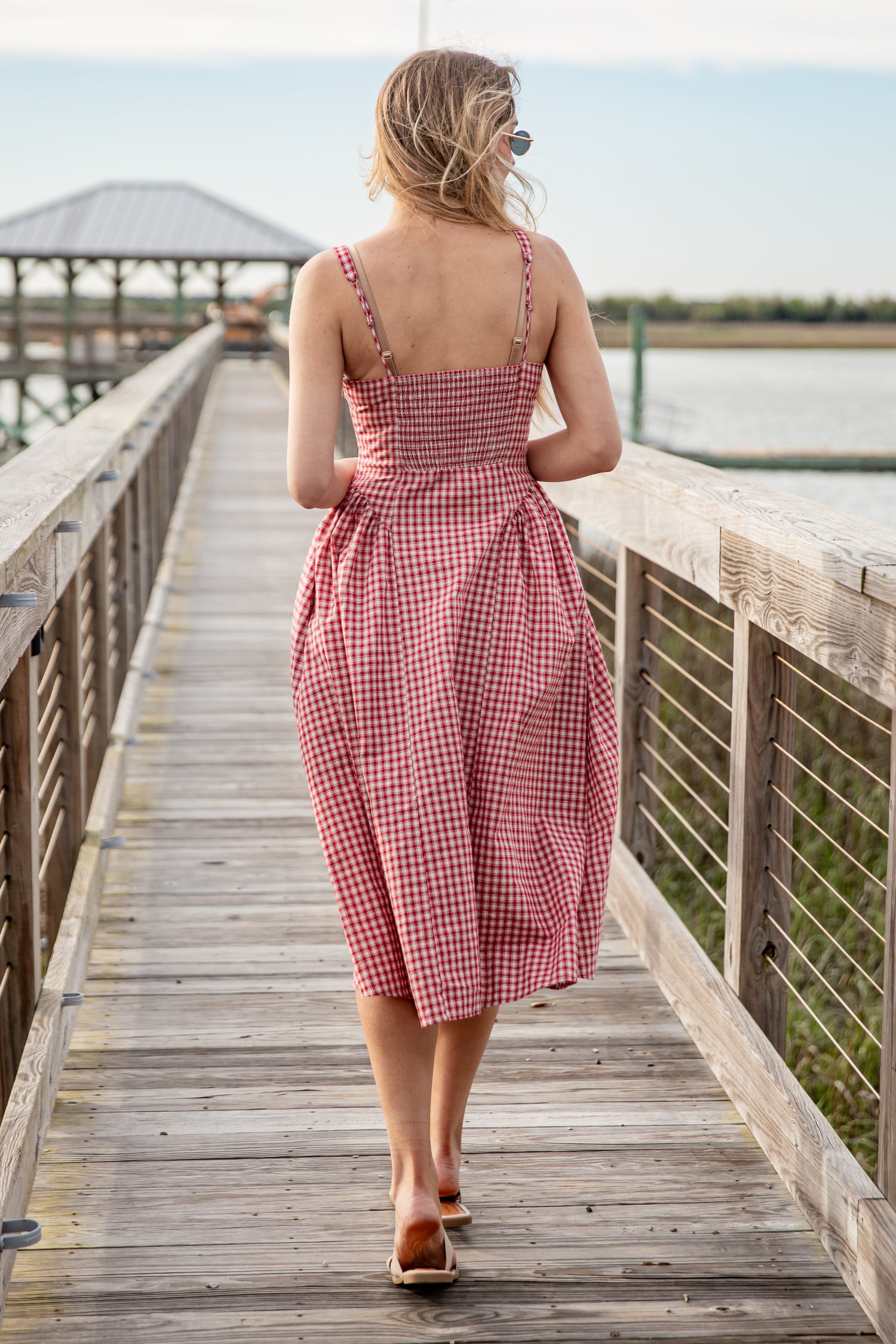 cherry red dress Sweet Cherry Red Plaid Midi Dress | Trendy Women's Dress