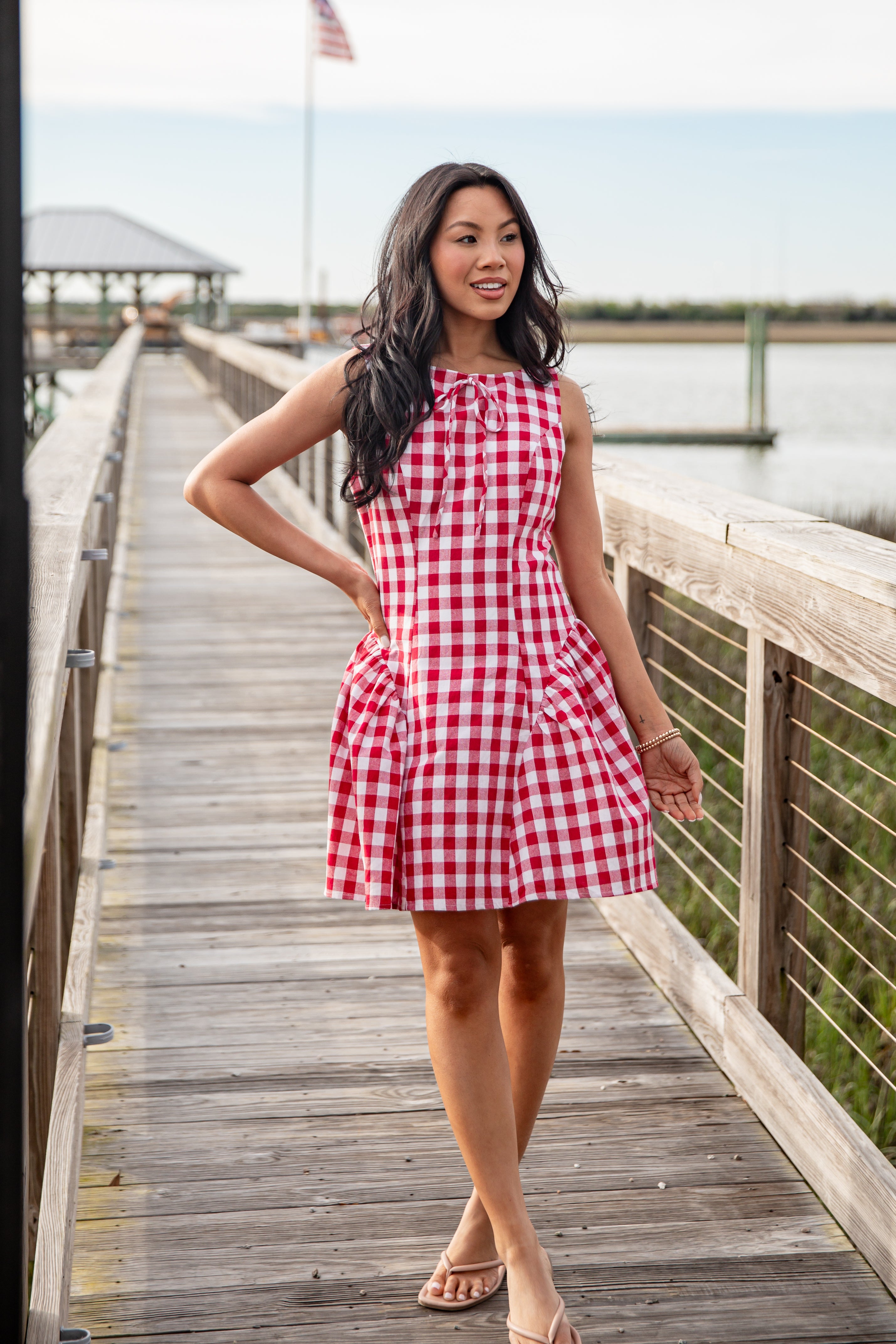 Picnic Stroll Red Gingham Mini Dress | Trendy Women's Dress