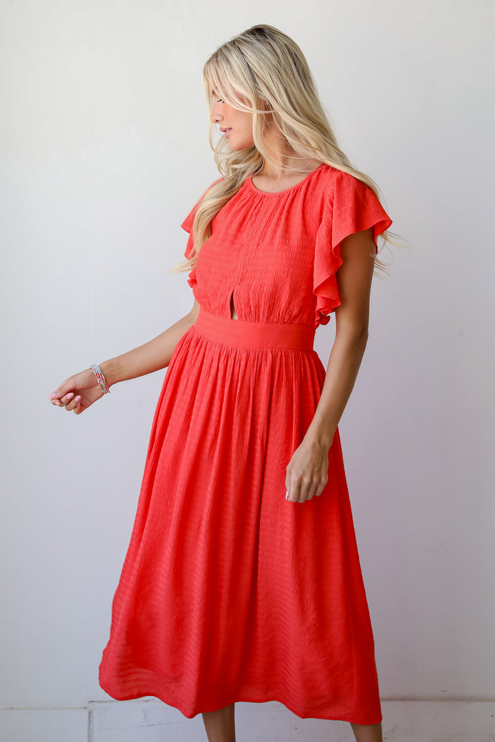 womens Red Midi Dress