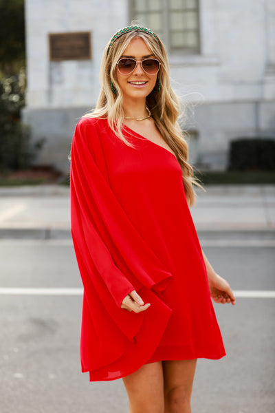 Red One-Shoulder Mini Dress