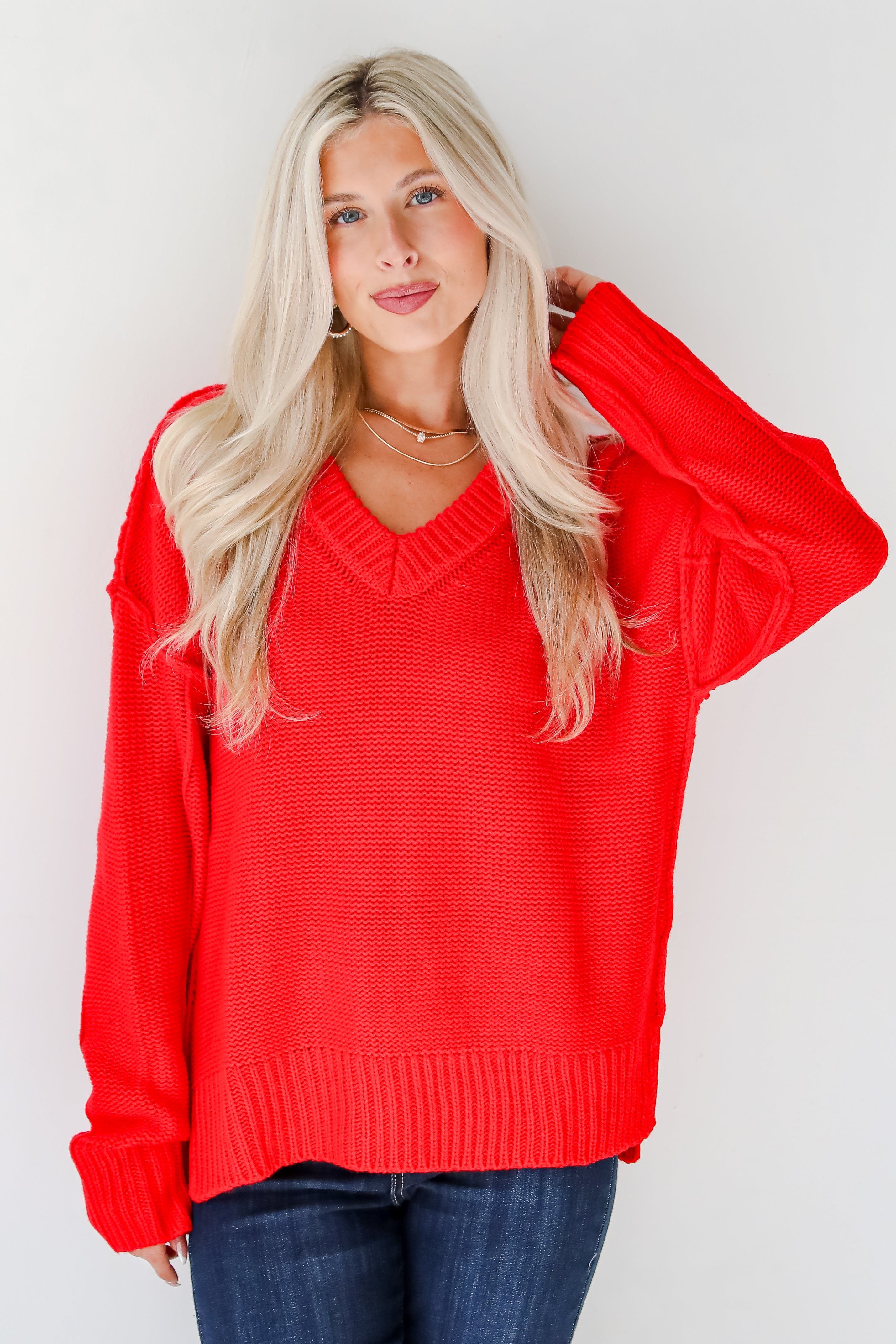 Divine Dream Red Oversized Sweater