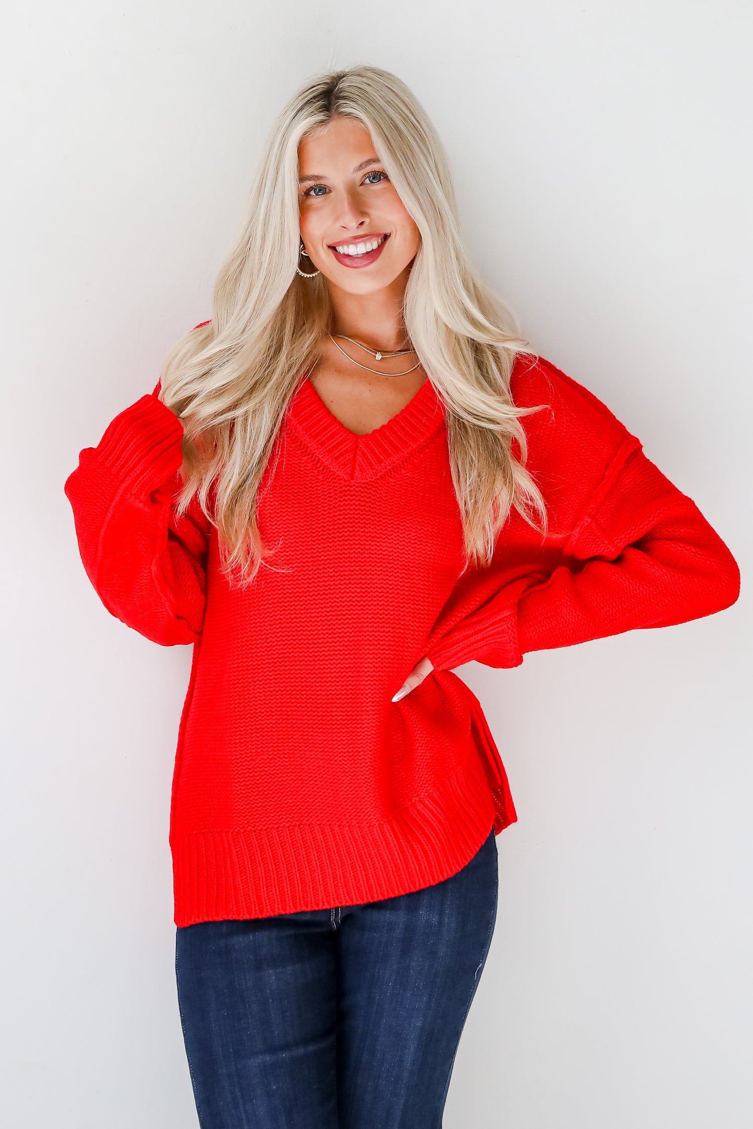 Divine Dream Red Oversized Sweater