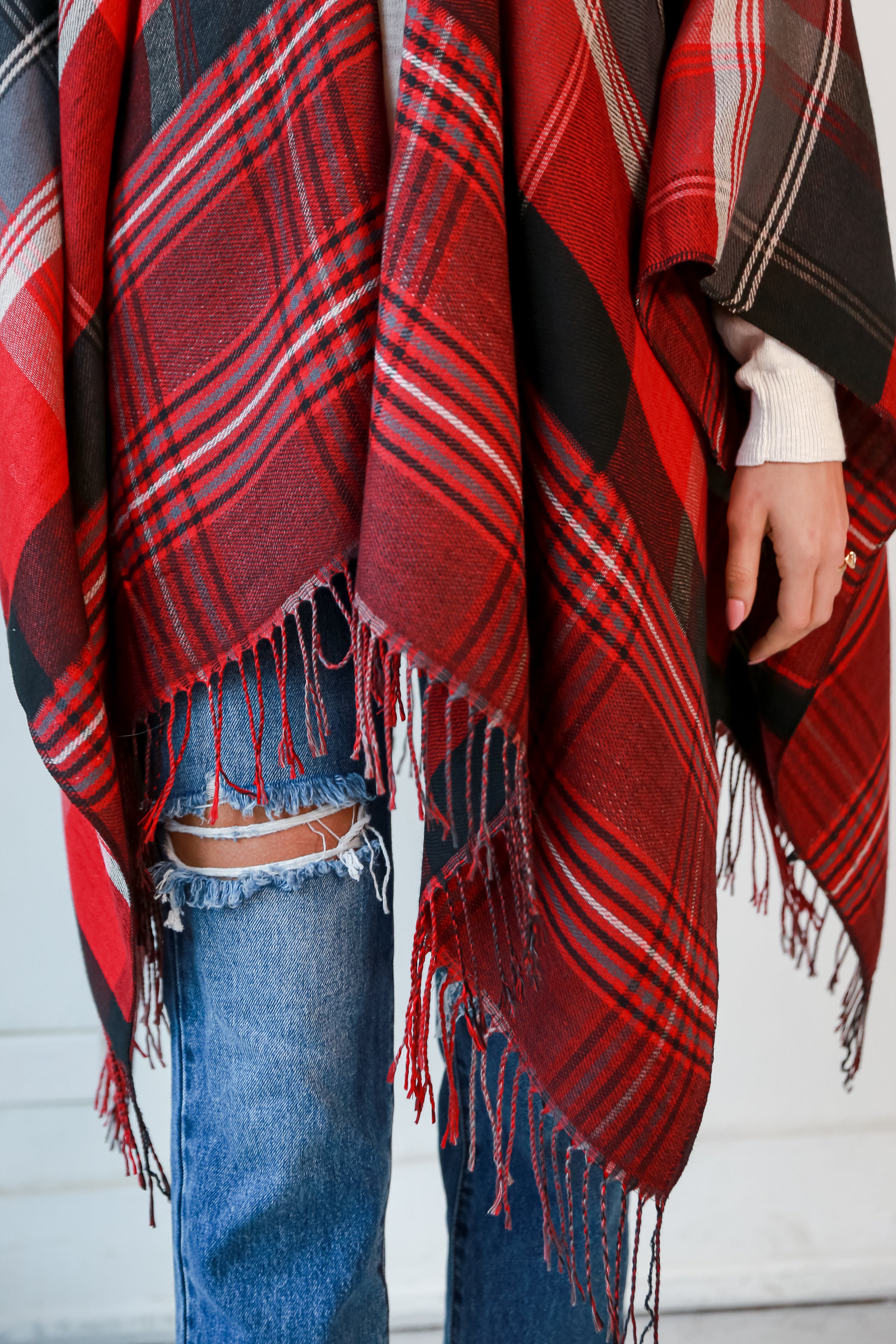 Pioneer Women Red Genuine outlet Leather Fringe Shawl Made in USA