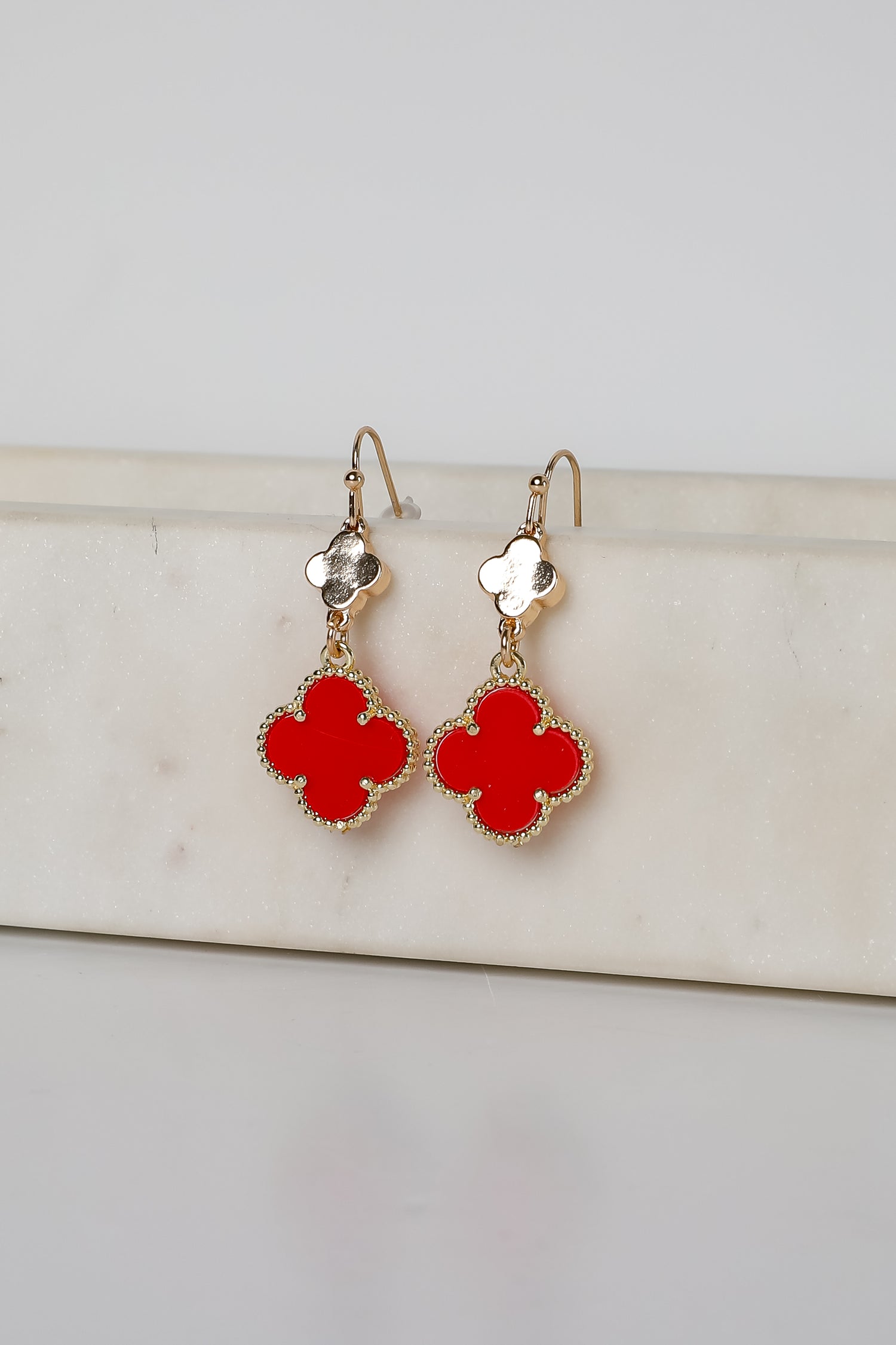 red dress with red earrings Red Heart Dangle Earrings - All Jewelry