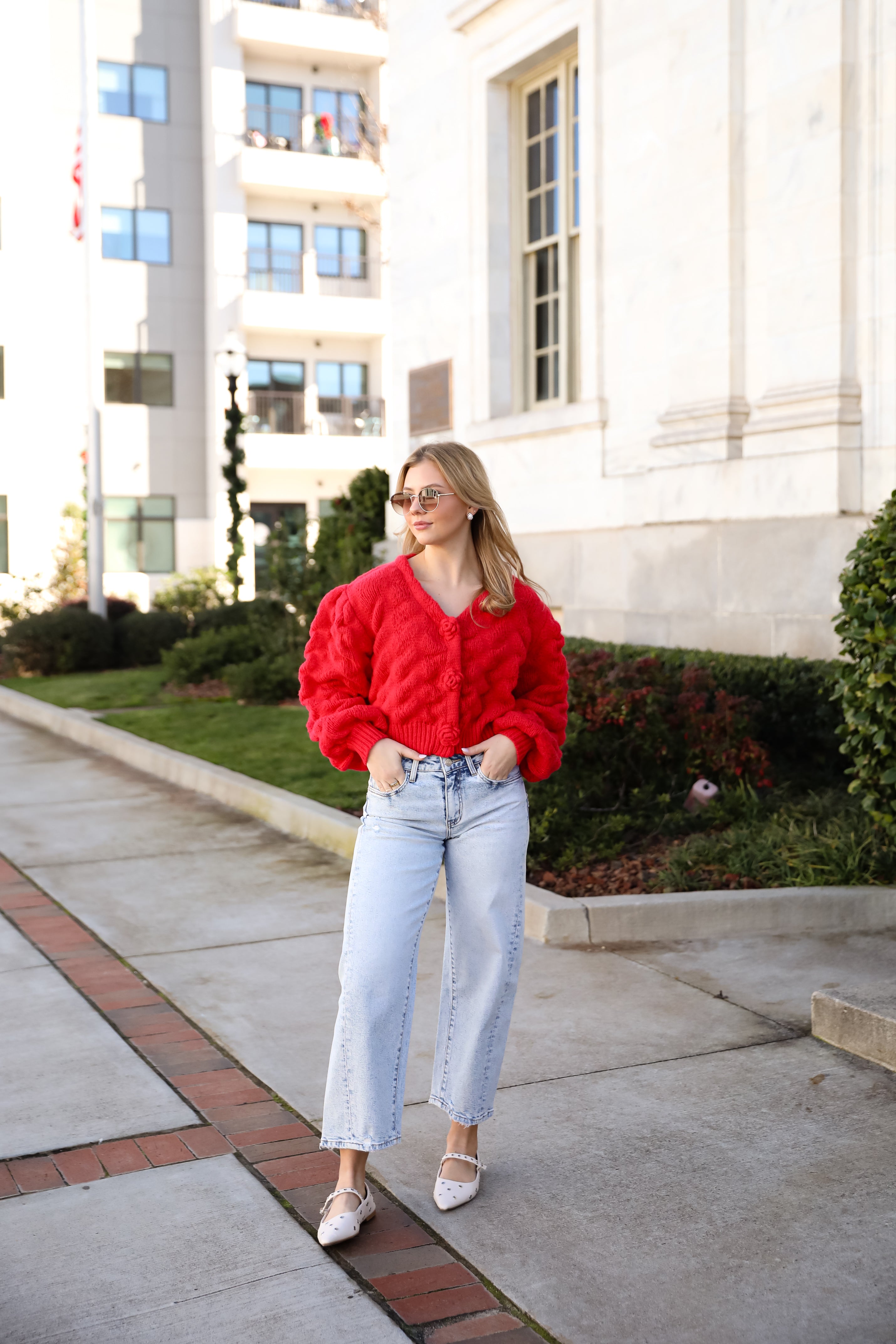 Charismatic Romantic Red Sweater Cardigan