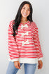 Unbelievably Lovely Red Striped Bow Knit Top