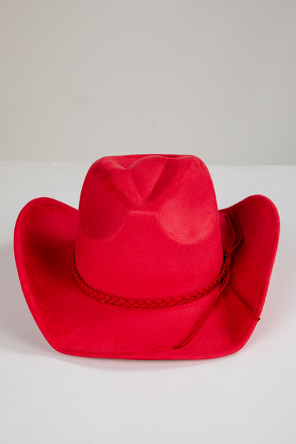 Red cowboy hat on a white background
