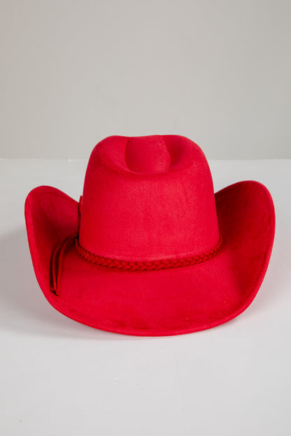 Red cowboy hat on a white background