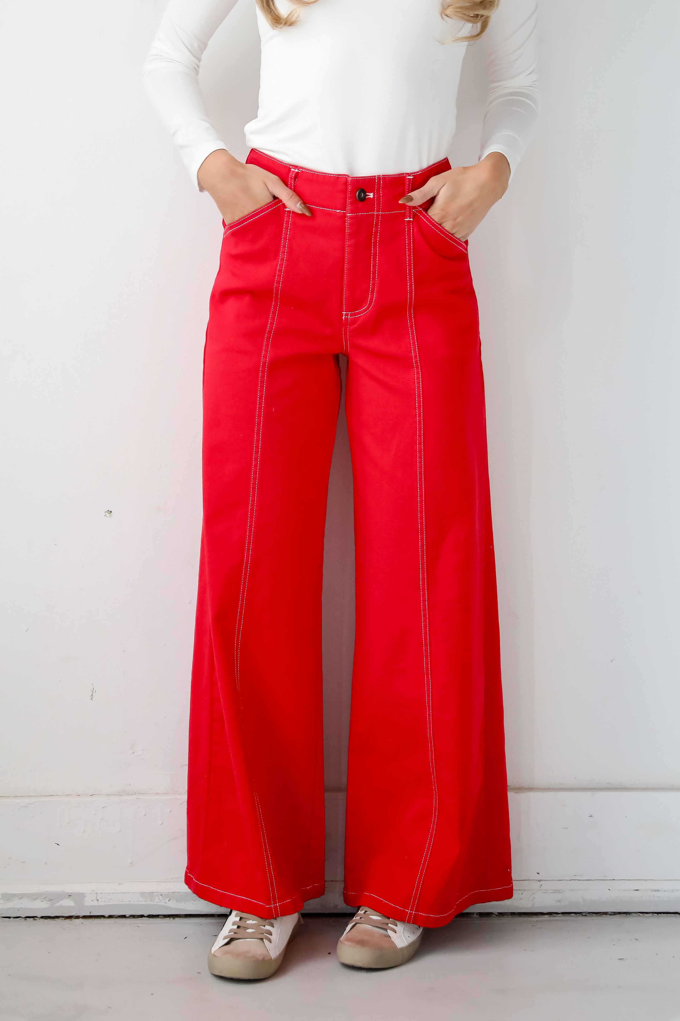 Chic Consideration Red Wide Leg Pants