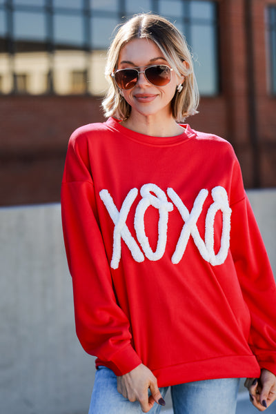 Red XOXO Fleece Pullover