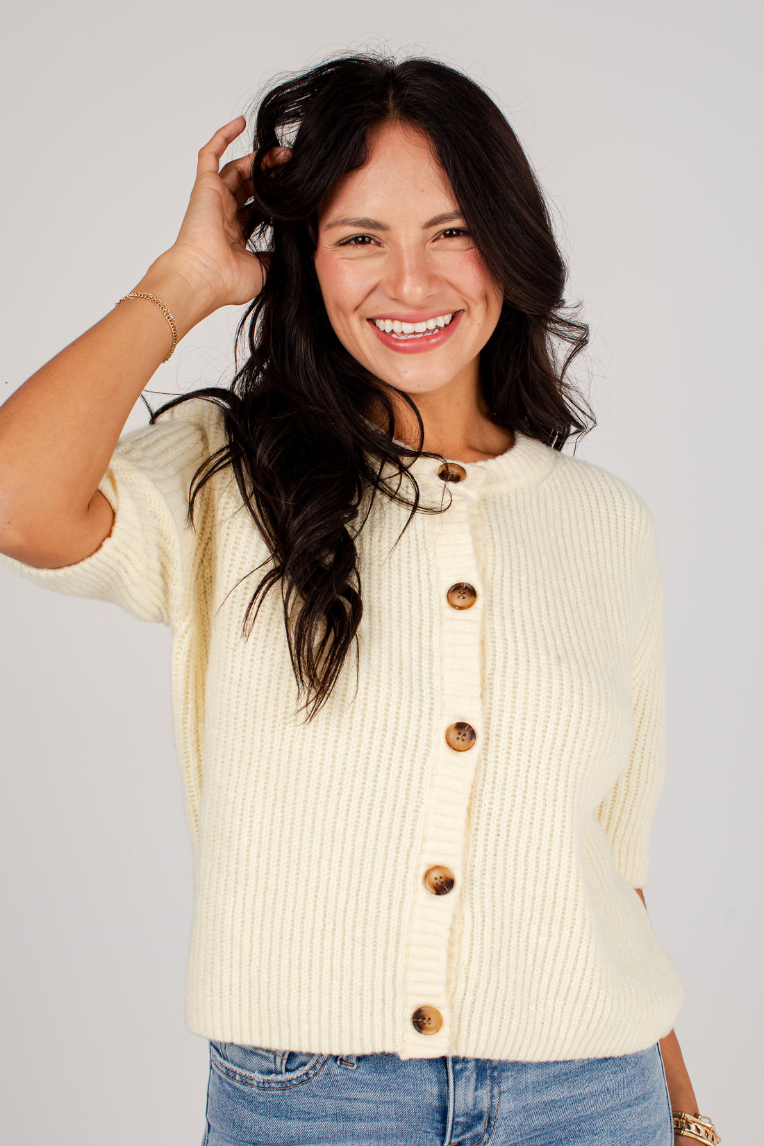 Little Joys Yellow Button Front Sweater