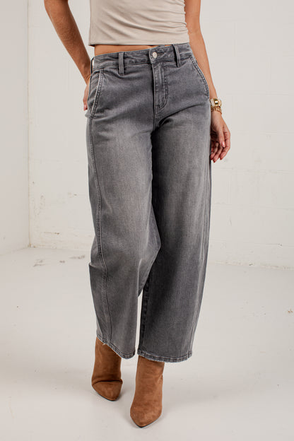 Emily Grey High Rise Wide Leg Jeans