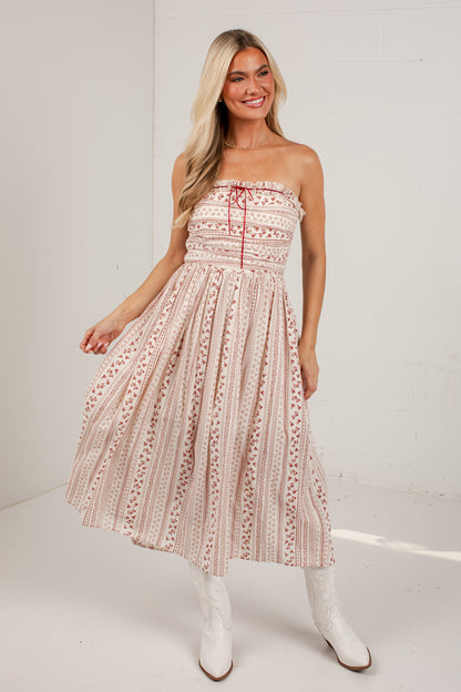 FINAL SALE - At The Edge Cream Floral Midi Dress