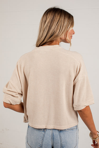 Polished Plans Button Front Knit Top