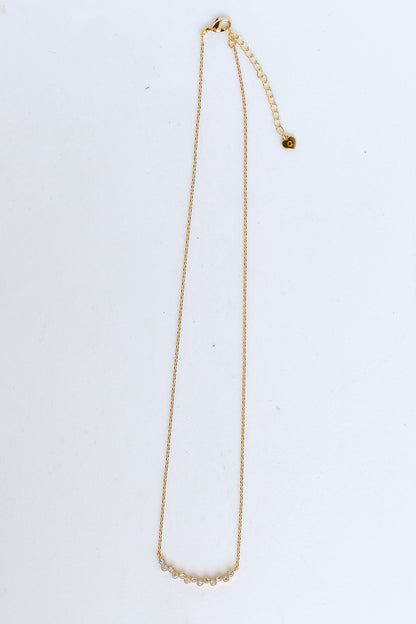 Gold Rhinestone Bar Necklace flat lay