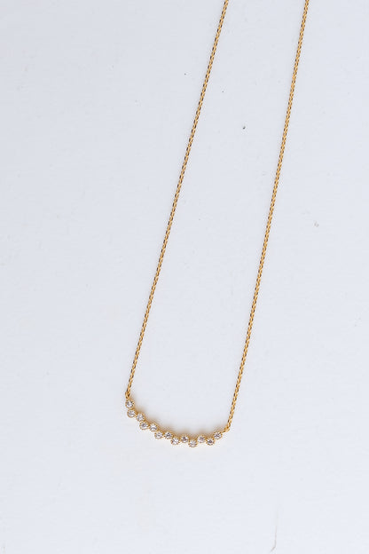 Gold Rhinestone Bar Necklace