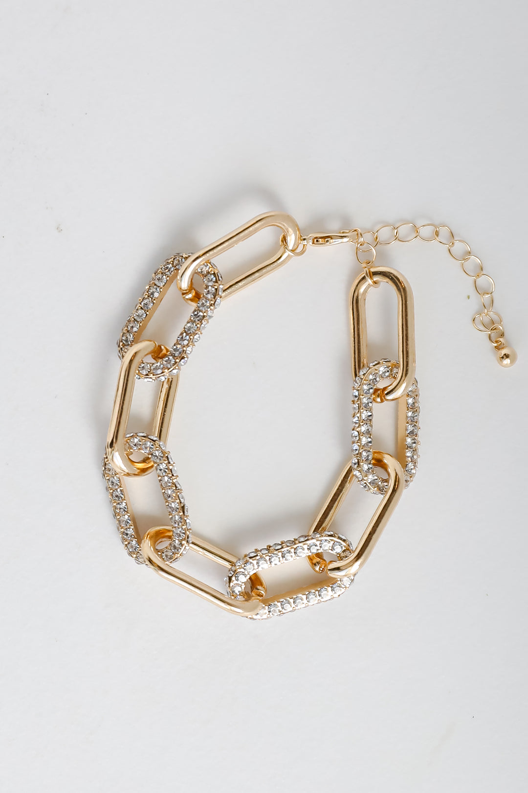 Gold Rhinestone Chainlink Bracelet