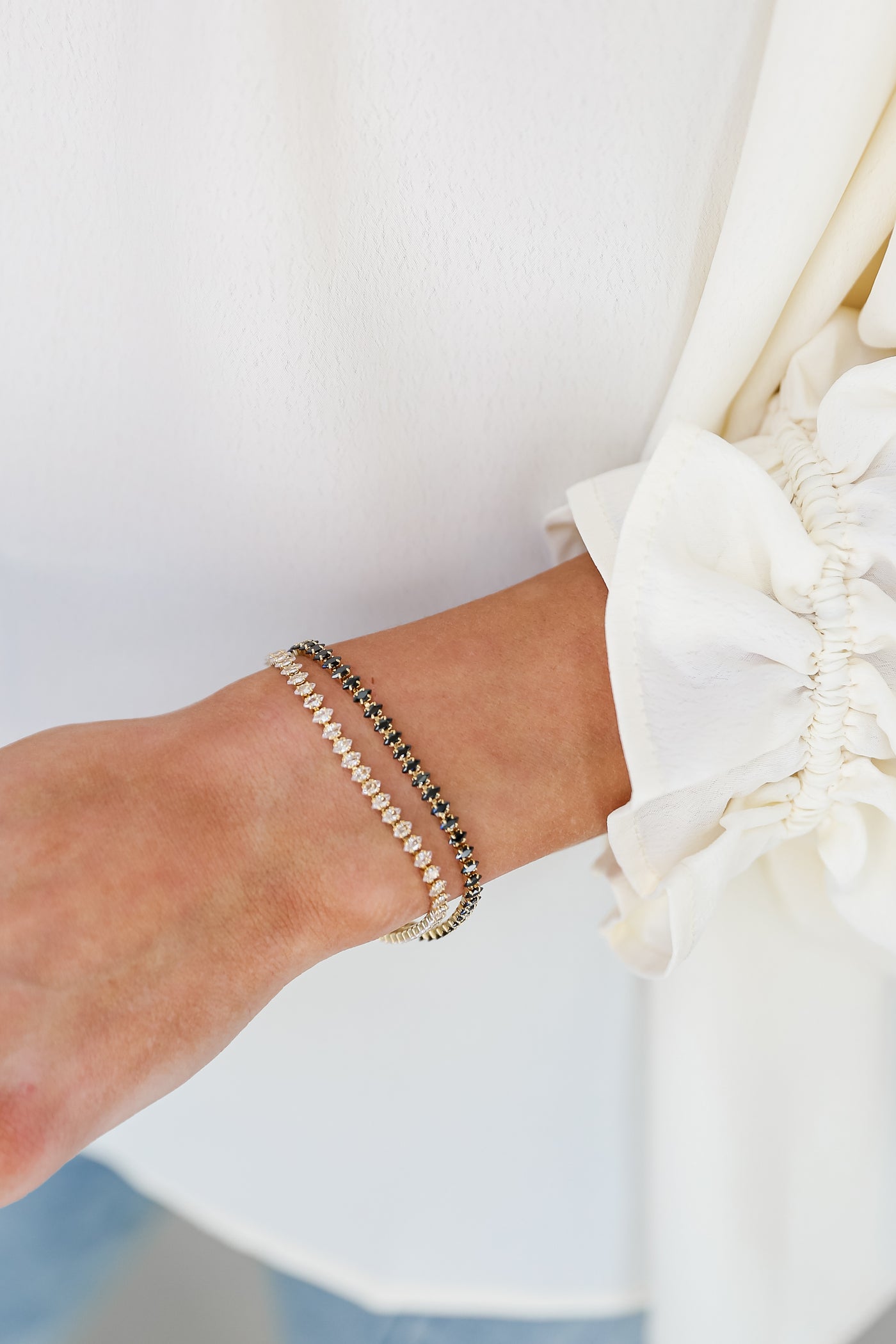 Gold Rhinestone Layered Chain Bracelet for women