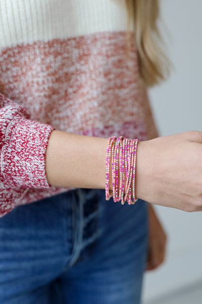 pink Rhinestone Bracelet Set on model